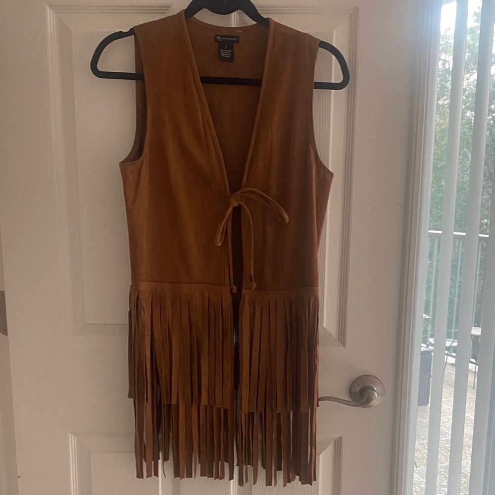 New Directions Brown Fringe Vest